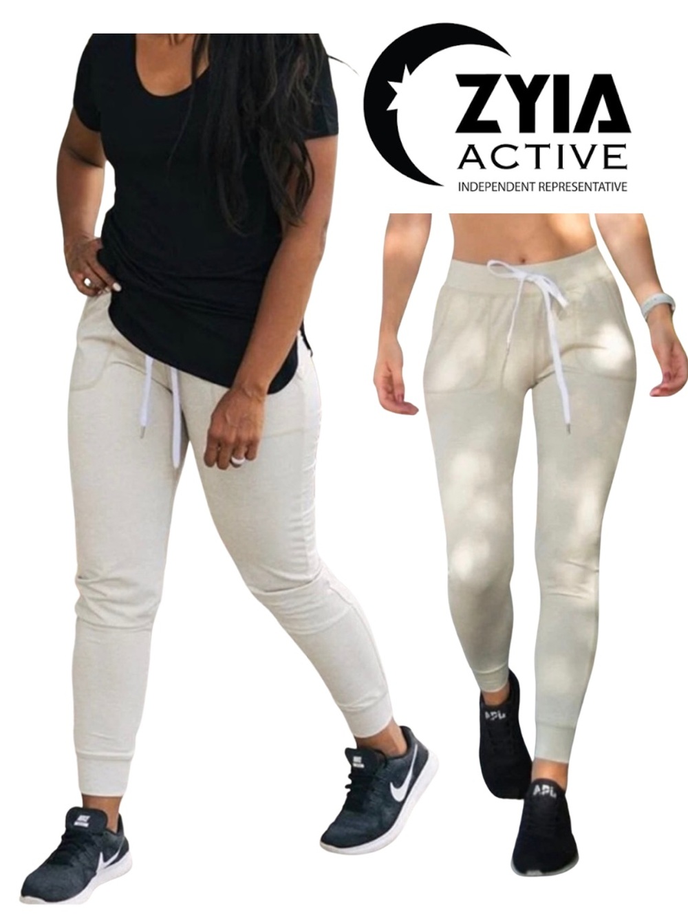 ZYIA Active Women's Sz. L Oatmeal
Cozy Athletic Joggers Drawstring Waist